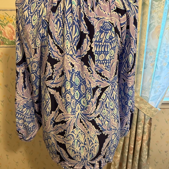 Lilly Pulitzer Elsa Lilac Verbana Silk Blouse Women’s Size Small - Picture 4 of 8